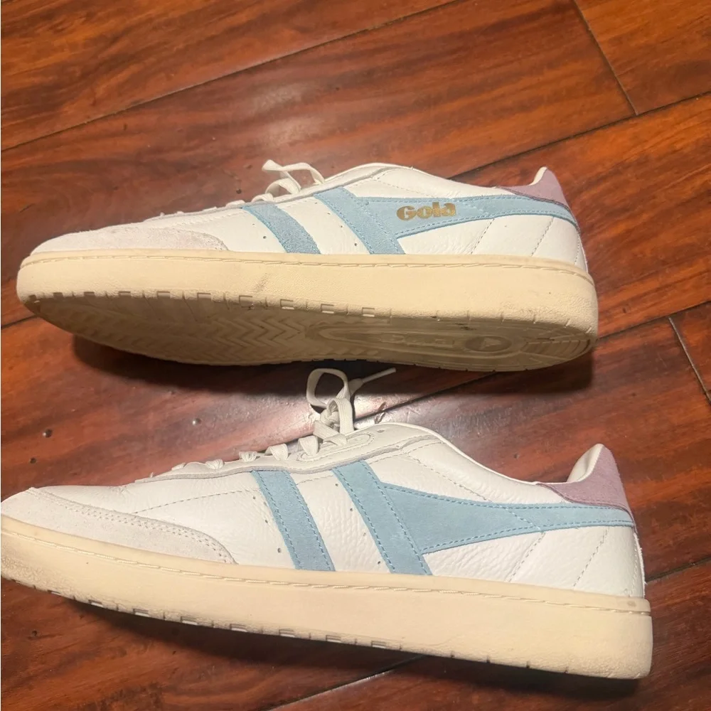 Gola White and Light Blue Low Top Sneakers - Picture 7 of 12
